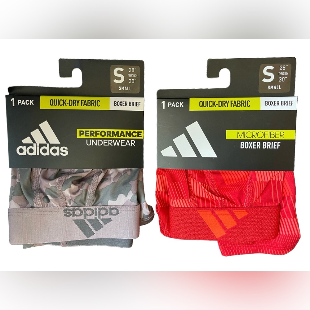 NWT Adidas Men's Performance Boxer Briefs - Red and Gray Set of 2
